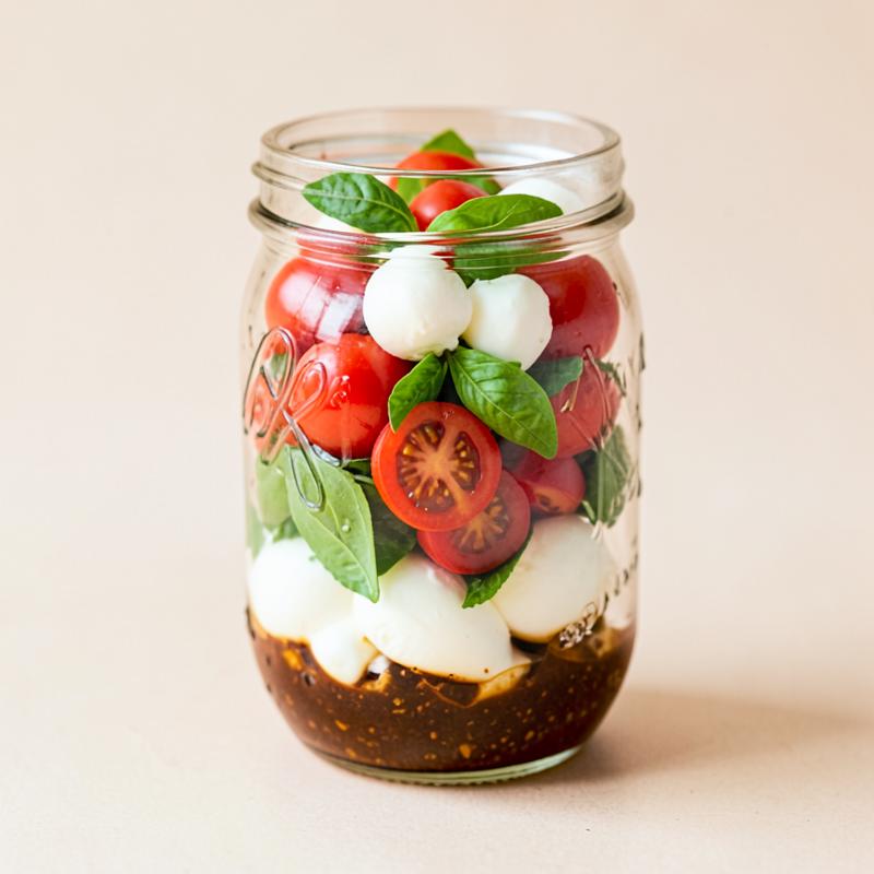 Salada no pote: Caprese
