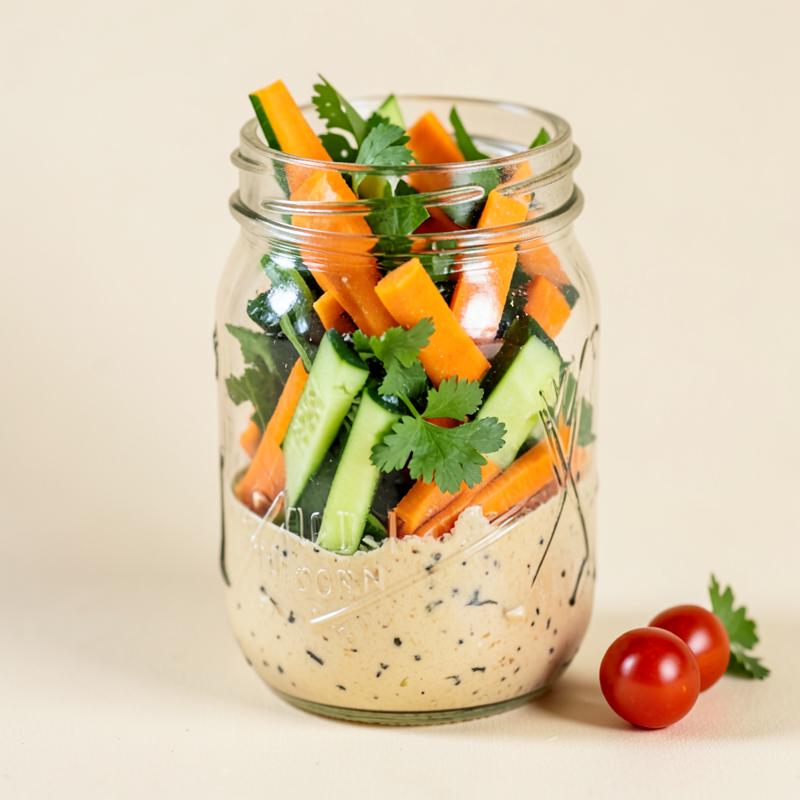 Salada no pote: Homus e Vegetais